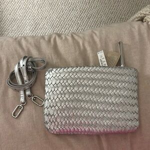 NWT Madewell Silver Leather Bag with Detachable Strap